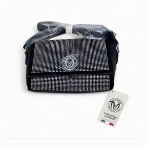 Valentino Orlandi Black Crystal-Embellished Shoulder Bag